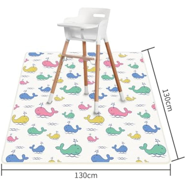 High Chair Splash Floor Mat, 51″Waterproof Washable Anti Slip Splash Mat with No Layering Design, Baby Mess Mat for Art/Crafts/Painting/Playtime, Table Cloth and Picnic Mat