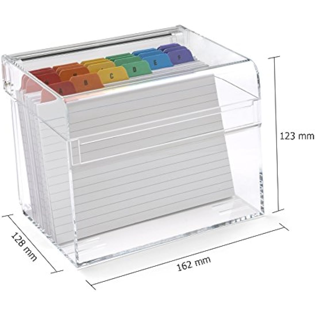 OSCO Clear Acrylic Index Box | Regular | A to Z Divider Tabs | 100 Lined Note Sheets Included (6" X 4") | Ruled Revision Flash Cards | Recipe Notes | Office Contacts Filing | Fits A6 Docs