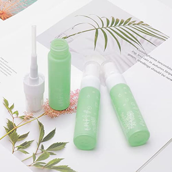 Unxuey 10 pcs 10 ml Green Perfumes Spray Bottles, Glass Empty Dispenser Atomizer Travel Size Refillable Sample Container for Various Water-based Liquids with 10 Funnels+5 Droppers