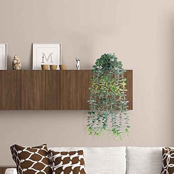 Eirdary Artificial Hanging Plants Fake Potted Plants for Indoor Outdoor Wall Home Room Office Decor(White)