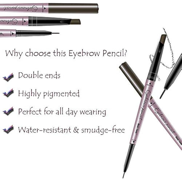 HeyBeauty Eyebrow Pencil with Brow Brush, Double Ended Eyebrow Pen, Automatic Makeup Cosmetic Tool, （Light Coffee）