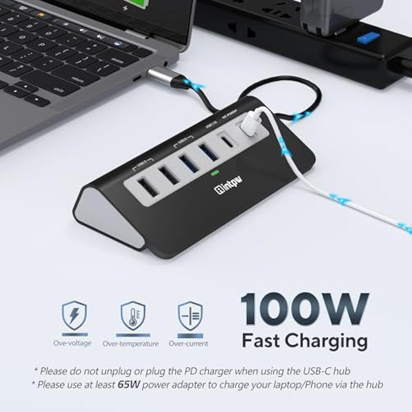 Intpw USB C Hub,9-IN-1 USB Hub 3.0 with Lable 3.28FT,4K HDMI, 2USB-A 3.0, PD 100W, 2USB-A 2.0, USB-C 3.0, SD/TF, Aluminium Docking Station for iPhone16 MacBook Air/Pro/Laptop/Mac OS/Windows
