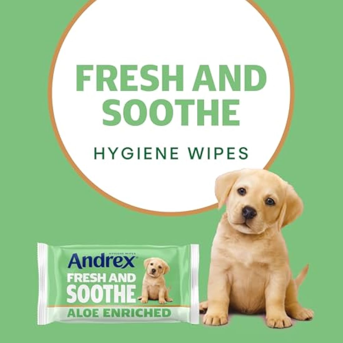 Andrex Fresh and Soothe Hygiene Wipes, 12 Packs - Flushable Toilet Wipes - Skin Kind - Contains Aloe Vera and Prebiotic Lotion- Biodegradable and Plastic-Free, FSC Certified