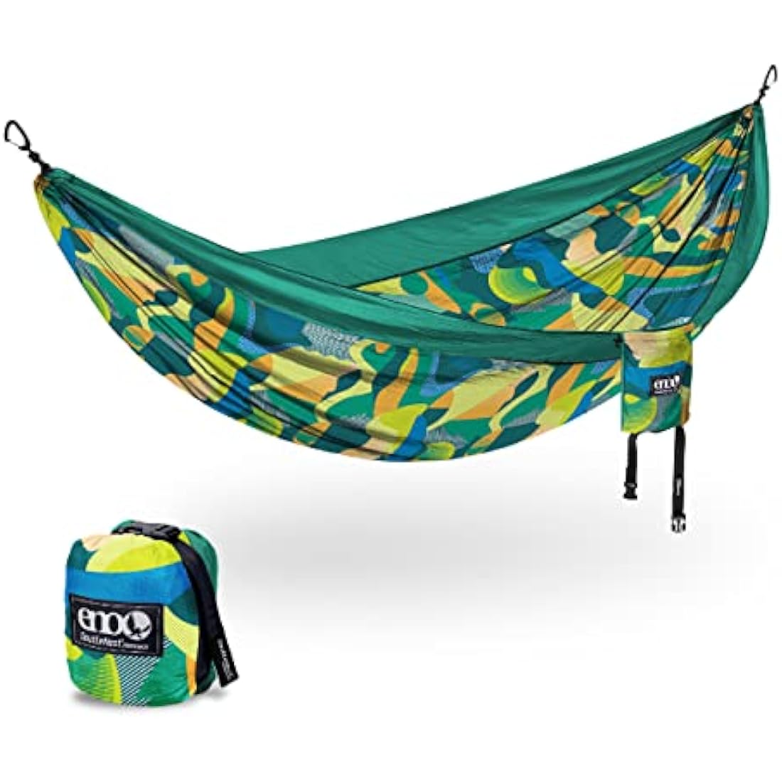 ENO, Eagles Nest Outfitters DoubleNest Print Lightweight Camping Hammock, 1 to 2 Person, Retro/Emerald