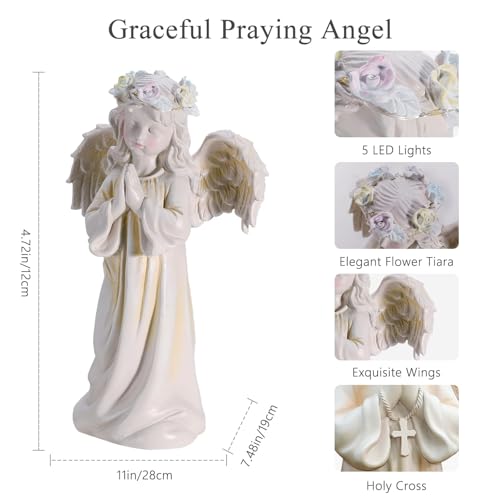 Kssiaz 2pcs Angel Garden Statue, Warm Light Solar Garden Decor,Waterproof Outdoor Garden Decor Praying Angel Figurine Sculpture for Mom or Birthdays,