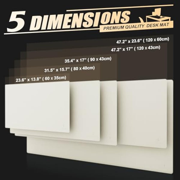 K KNODEL Large Office Leather Desk Mat, Mouse and Keyboard Pad, Computer and Laptop Mat, Desktop Protector and Cover, Writing Pad and Blotter (90x43cm, White)