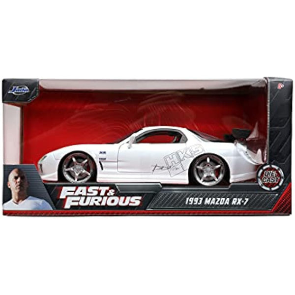 Jada Toys Fast & Furious 1993 Mazda RX-7 1:24 Scale Opening Doors Bonnet & Trunk White