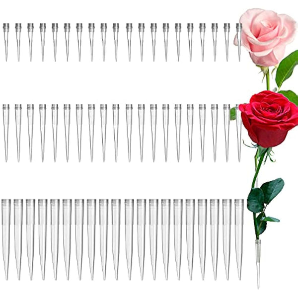 60 Pcs Plastic Flower Tubes - 3 Sizes (S, M, L) Flower Arranging Spikes for Cake Decorating