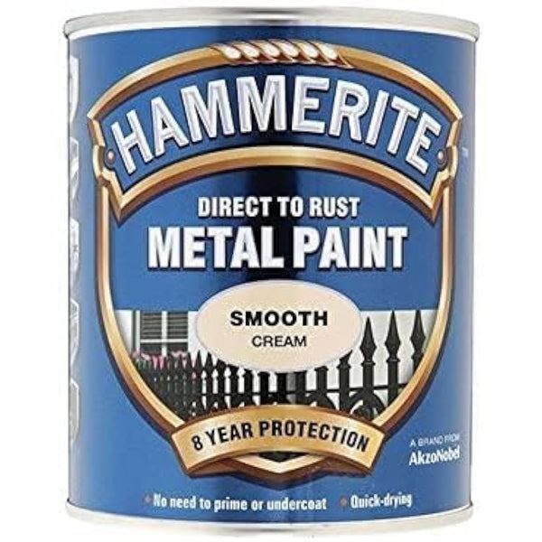 Hammerite 5122064 Direct to Rust Metal Paint - Smooth Cream Finish 750ML