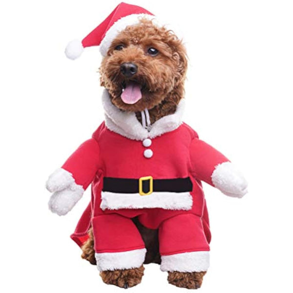 Dog Christmas Costumes with Santa Claus Hat Pet Clothes Suit Xmas Outfits Hoodies for Dogs Puppy Cats Cosplay Holiday Large