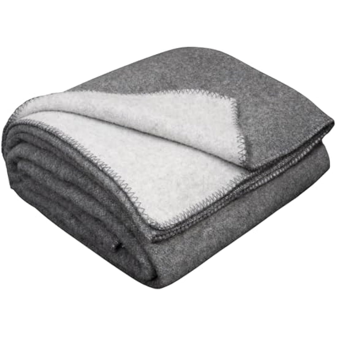 LYHome Travel Blanket - Extra Warm Picnic Throw, Bed Camping Outdoor Wool Blankets, Cozy Soft Throws, Military Army and Garden Outside Use (59x84 in | 150x215 cm | Light Gray - Gray Double-sided)