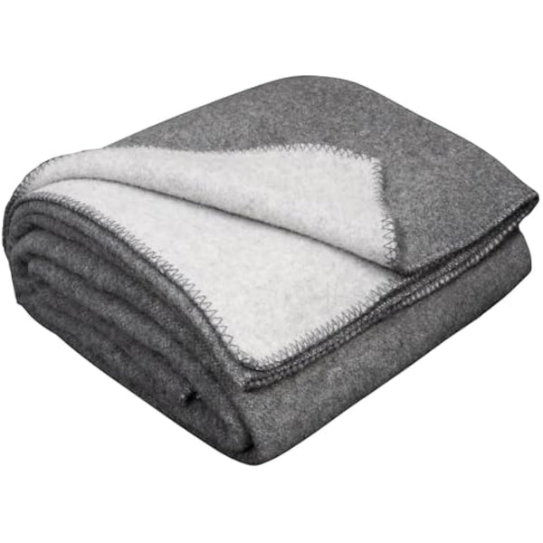 LYHome Travel Blanket - Extra Warm Picnic Throw, Bed Camping Outdoor Wool Blankets, Cozy Soft Throws, Military Army and Garden Outside Use (59x84 in | 150x215 cm | Light Gray - Gray Double-sided)