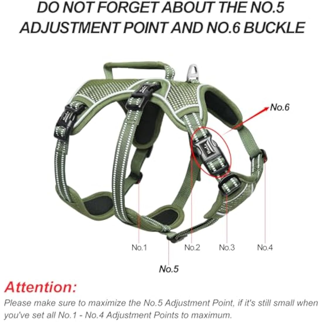 HEELE Dog Harness, Escape Proof Dog Harness, Release on Neck, No Pull Reflective Adjustable Vest with Durable Handle, Dog Harness for Outdoor Training Walking, Harness for Large/Active Dogs, Green, L