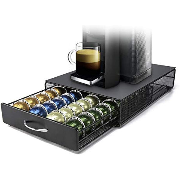 HiveNets Nespresso Vertuoline Capsule Drawer Compatible Vertuo Coffee Storage Metal 40 Pods Capacity