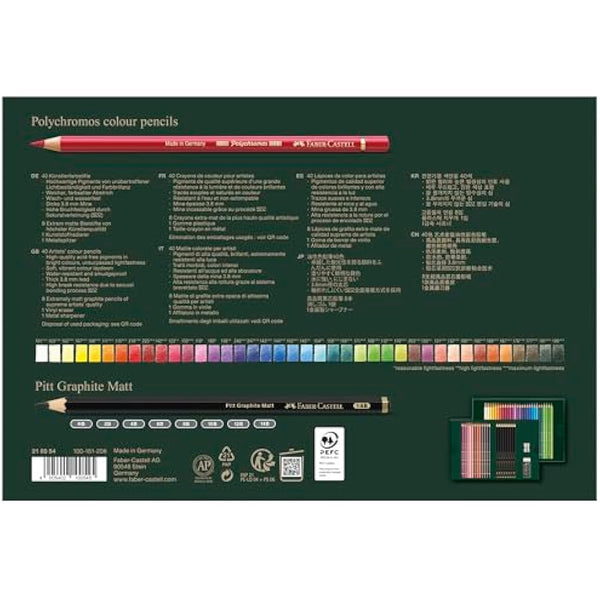 Faber-Castell Art & Graphic Polychromos Colour Pencil, Gift Set, Mixed Media Multicoloured, Polychromos Gift Set, For Art, Craft, Drawing, Sketching, Home, School, University, Colouring