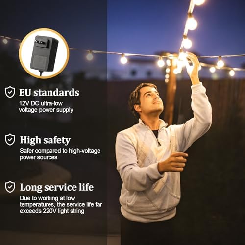 JEYMORKEY Garden String Light 45M 150Ft Waterproof LED Festoon Lights Outdoor, Indoor Outdoor Globe String Lights for Garden, Yard, Wedding, Christmas, Backyard, Terrace, Party, Patio