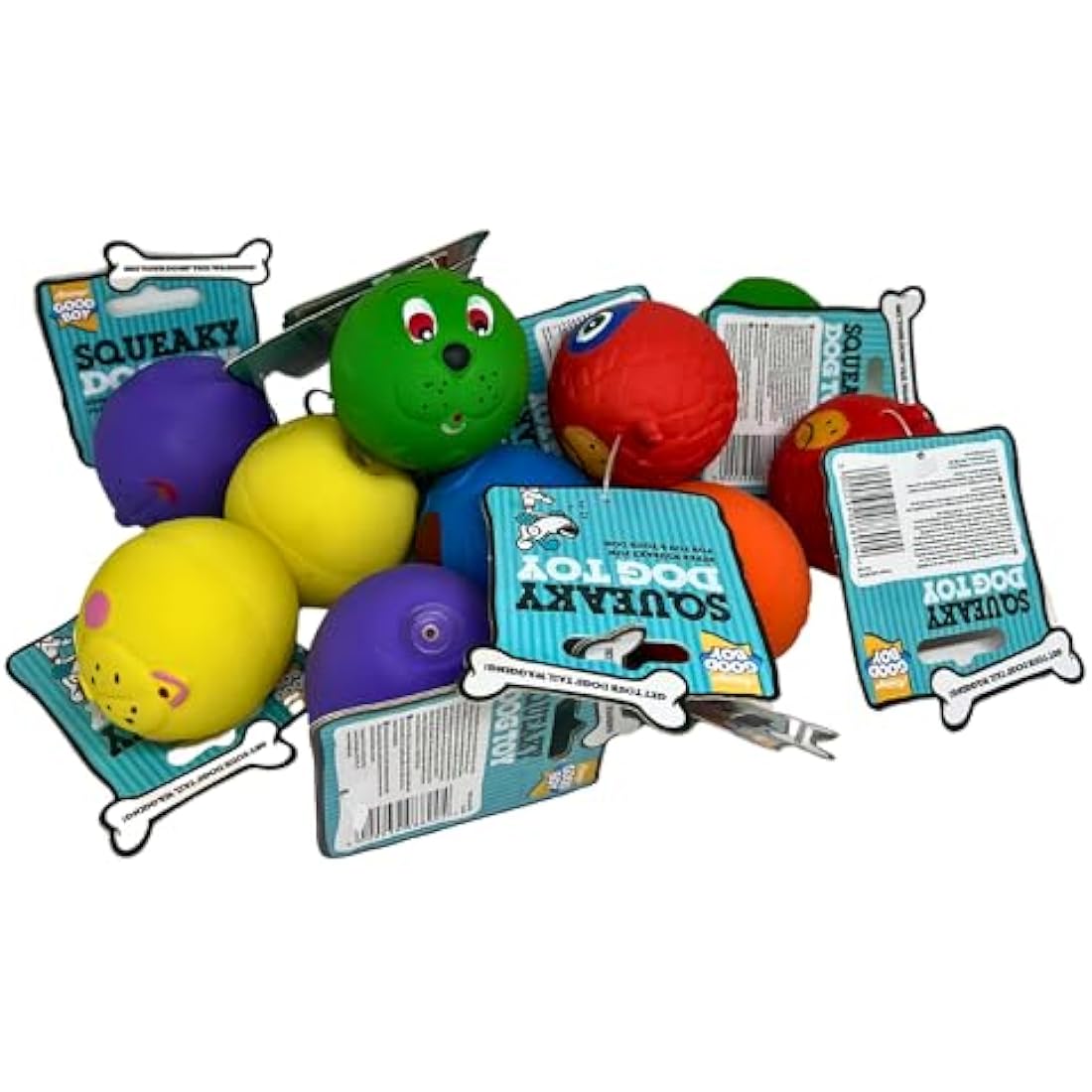 6 x Latex Faceballs Dog Puppy Toy Tennis Balls Sized Soft Squeaky Face Balls