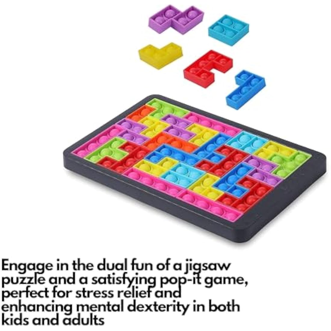 Fidget Jigsaw Pop Game - Satisfying Sensory Anti Stress Popping Puzzle Toy - Stress Relief Squishy Logic Challenge for Kids, Adults for Relaxing - Children's Brain Game - Ideal for special needs - New