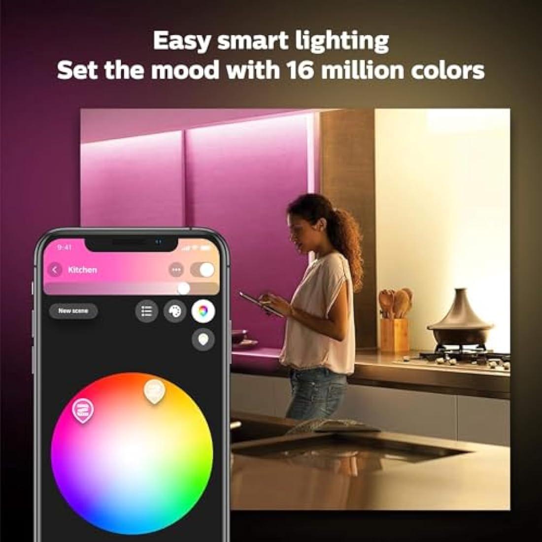 Philips Hue Lightstrip Plus v4 [2 m] White and Colour Ambiance Smart LED Lights Kit with Bluetooth, Smart Lighting Compatible with Alexa, Google Assistant and Apple HomeKit (Extendable)