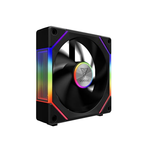 GAMDIAS 120mm ARGB PC Case Fans, Computer Case Fan, Cabless Daisy Chain Connection, Dual Infinity Mirror Lighting, Swappable Fan Blade for Reverse Airflow, Performance 30mm Thick, With Control Box