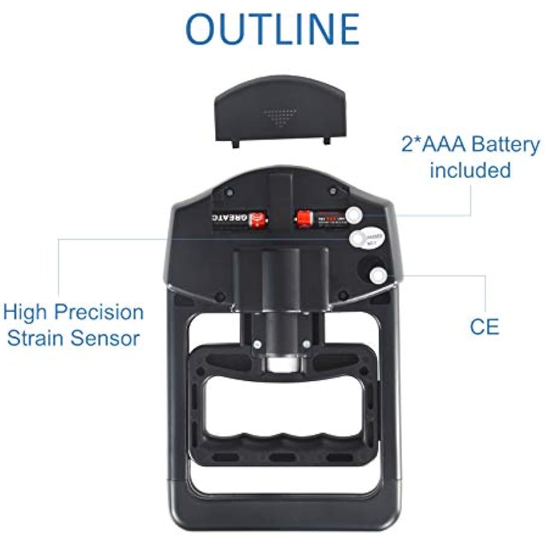 GRIPX Digital Hand Dynamometer Grip Strength Measurement Meter Auto Capturing Electronic Hand Grip Power 198Lbs / 90Kgs