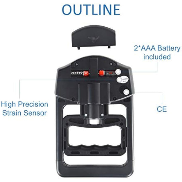 GRIPX Digital Hand Dynamometer Grip Strength Measurement Meter Auto Capturing Electronic Hand Grip Power 198Lbs / 90Kgs