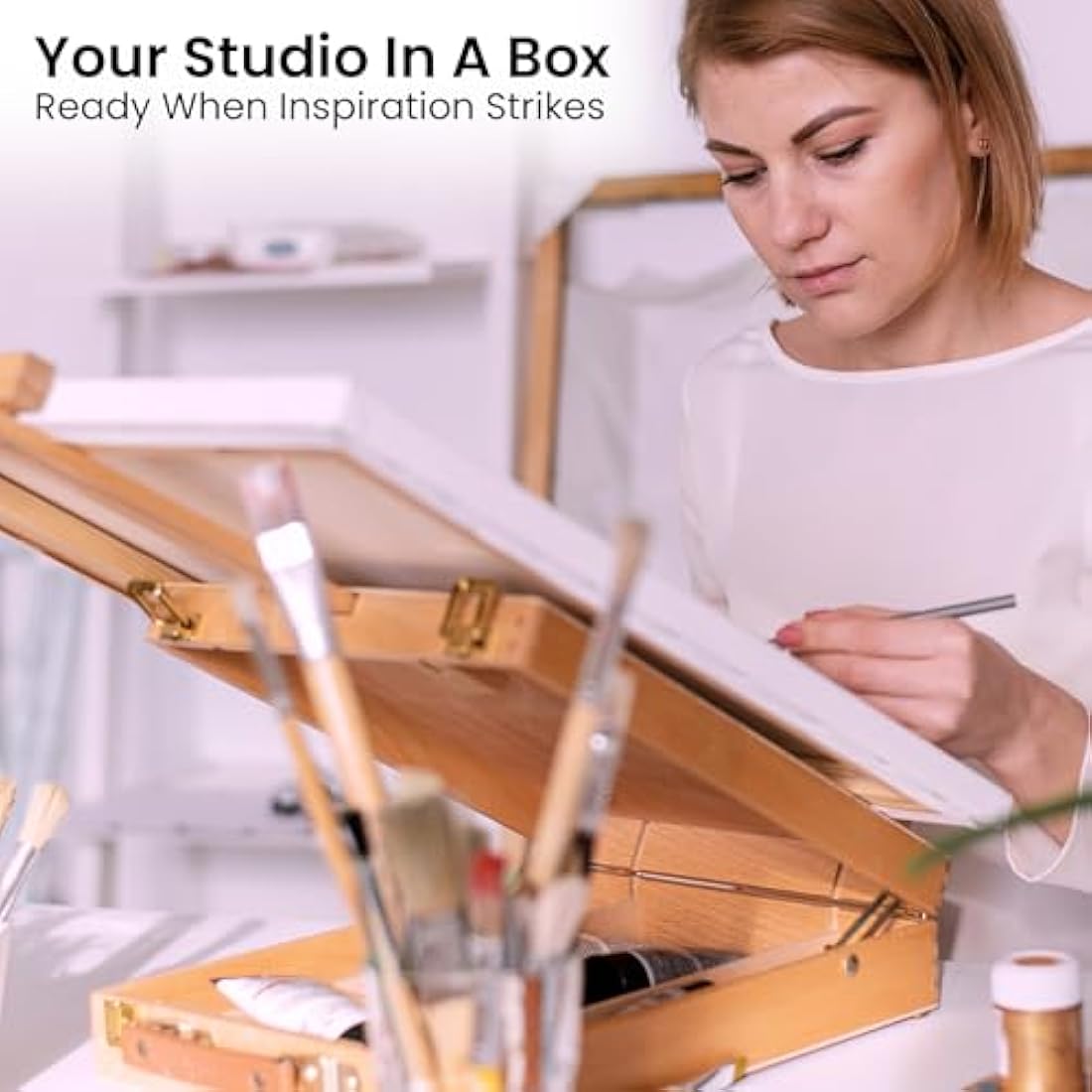 Wooden Table Box Easel - Artist Easel and Wood Table Sketching Box, Portable Desktop Storage Table for Adults and Easels to Enjoy Hours of Drawing and Painting