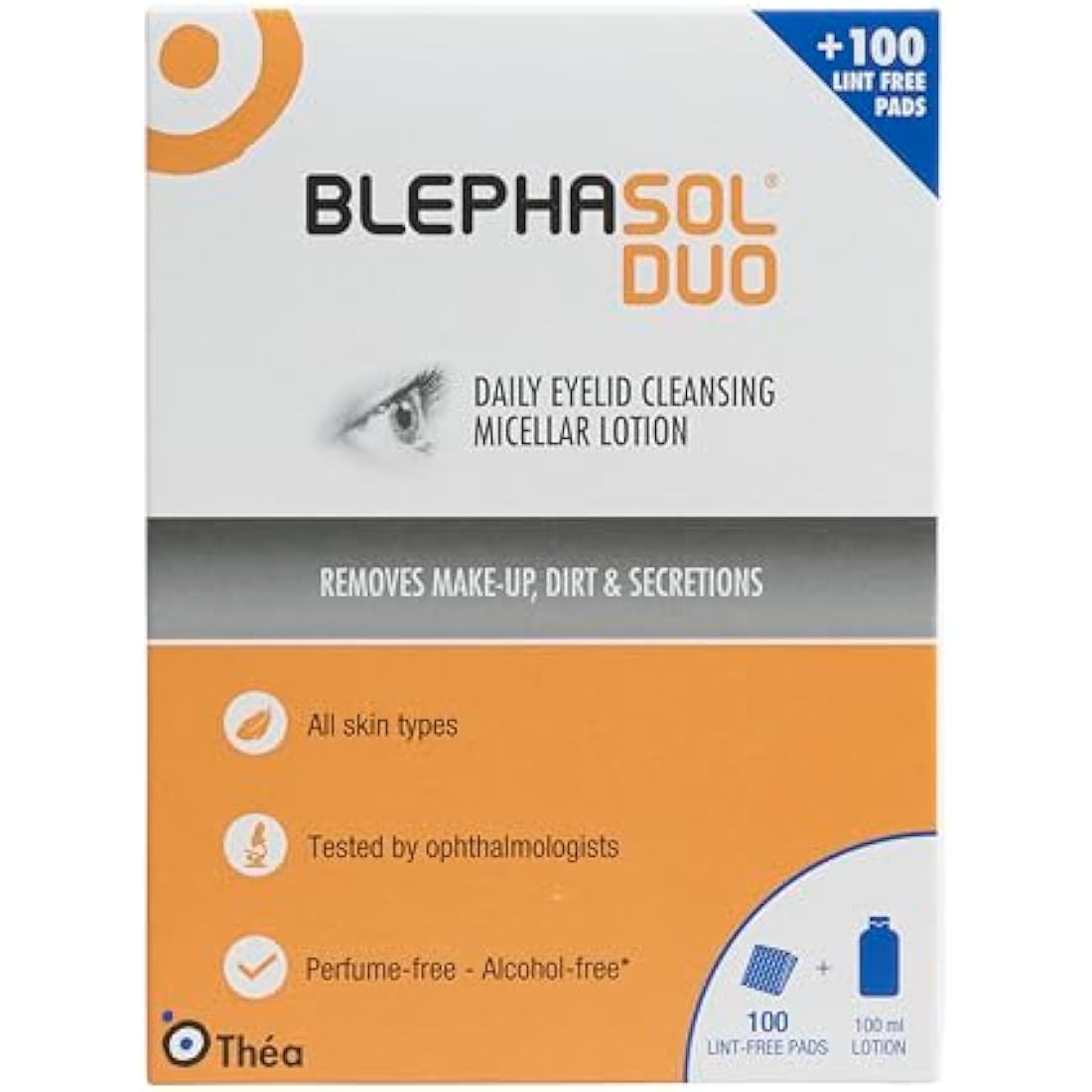 3 x Blephasol Duo 100 ml Micellar Eyelid Cleansing Lotion with 100 Lint-Free Pads | Effective and Gentle Cleansing for Make-Up Removal, Inflamed and Sensitive Eyelids | Soap & Alcohol-Free