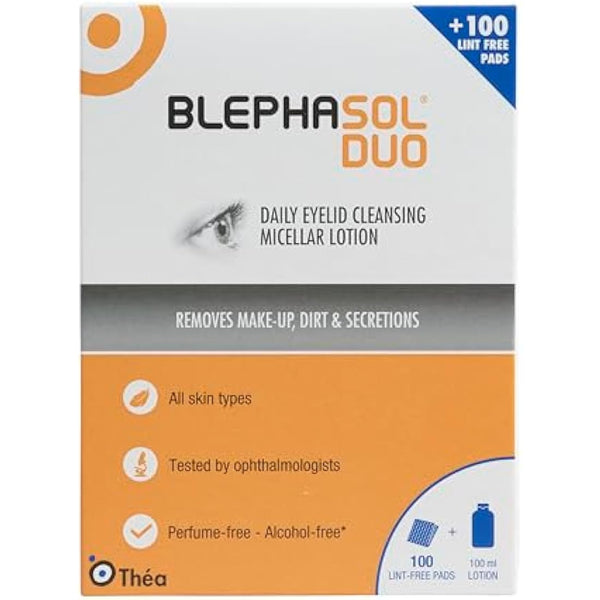 3 x Blephasol Duo 100 ml Micellar Eyelid Cleansing Lotion with 100 Lint-Free Pads | Effective and Gentle Cleansing for Make-Up Removal, Inflamed and Sensitive Eyelids | Soap & Alcohol-Free