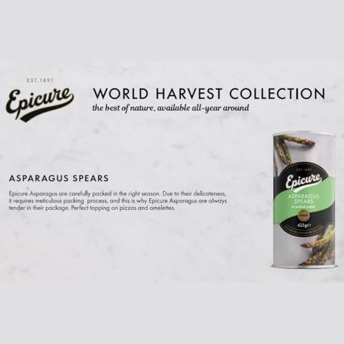 Epicure Tinned Green Asparagus Spears in Salted Water, Delicious in a Quiche or on a Pizza, 425 g (Pack of 12)