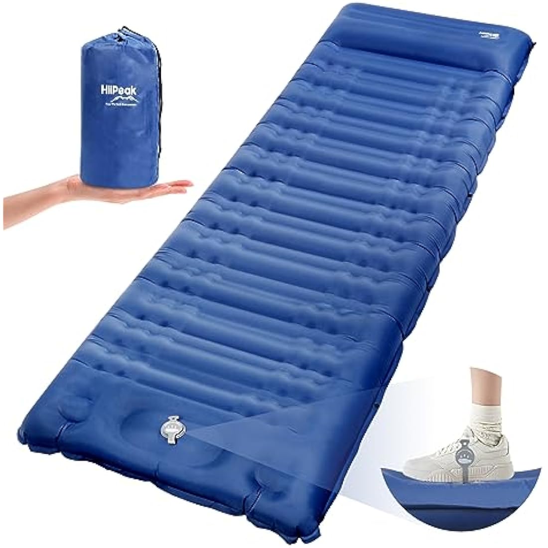 HiiPeak Sleeping Pad - Ultralight Inflatable Sleeping Mat with Built-in Foot Pump, Durable Compact Waterproof Camping Air Mattress for Camping, Backpacking, Hiking, Tent Trap Traveling