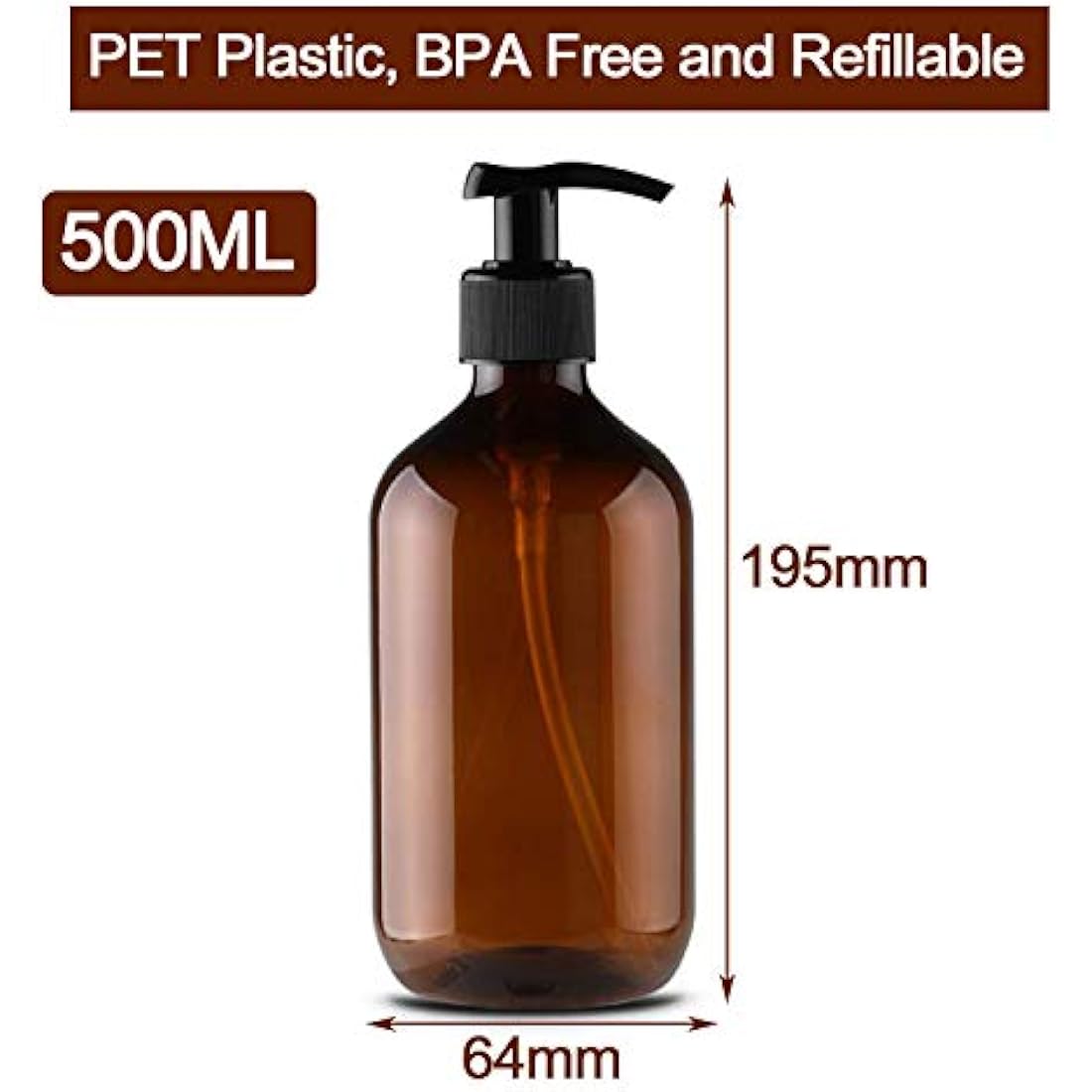 Alledomain 2PCS 500ml/17oz Empty Refillable Plastic Lotion Pump Bottles, Shampoo Body Washing Cream Shower Gel Storage Holder Container Toiletries Liquid Dispenser (Brown & Green)