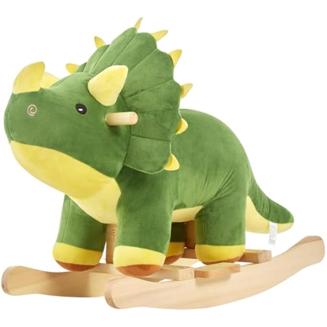 FUNLIO Dinosaur Baby Rocking Horse for Toddlers 1-3 Years, Mighty & Cute Green Plush Rocking Triceratops, Stuffed Ride-on Dinosaur Rocker, Easy to Assemble, CPC & CE Certified