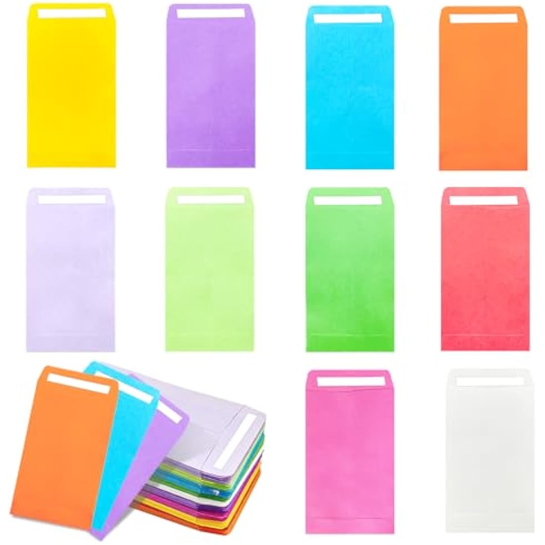 100Pcs Money Envelopes, Coloured Seed Envelopes Self-Adhesive Seed Packets Mini Envelopes Coin Envelopes for Wages, Seeds, Coins, Beads or Stamps(10x6cm/3.9x2.4inch)