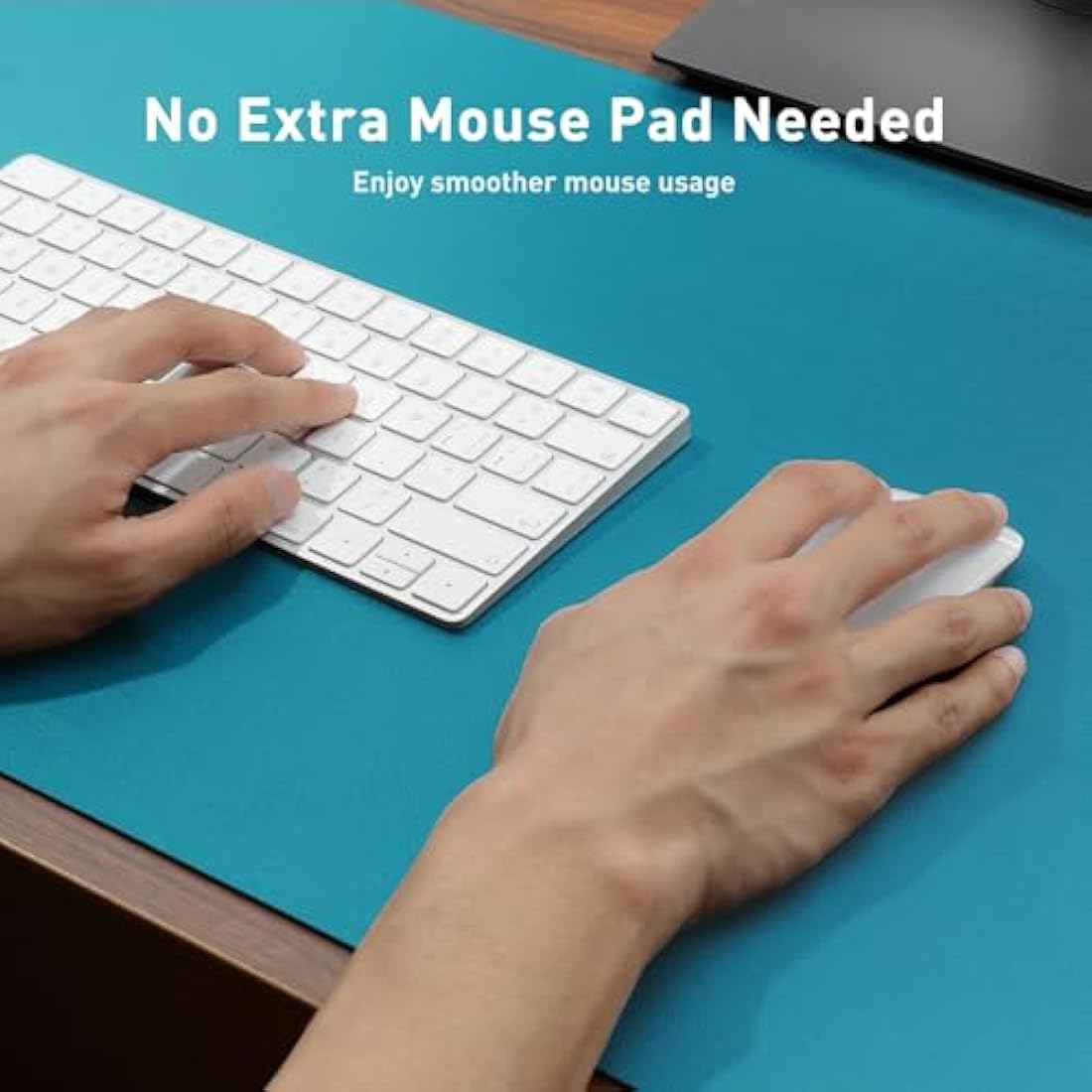 Aothia Leather Desk Mat, Large Mouse Pad, Non-Slip Desk Pad Desk Protector Mat, Waterproof PU Leather Laptop Mat Table Mat Desk Writing Pad for Office and Home (91cmx43cm, Turquoise Blue)