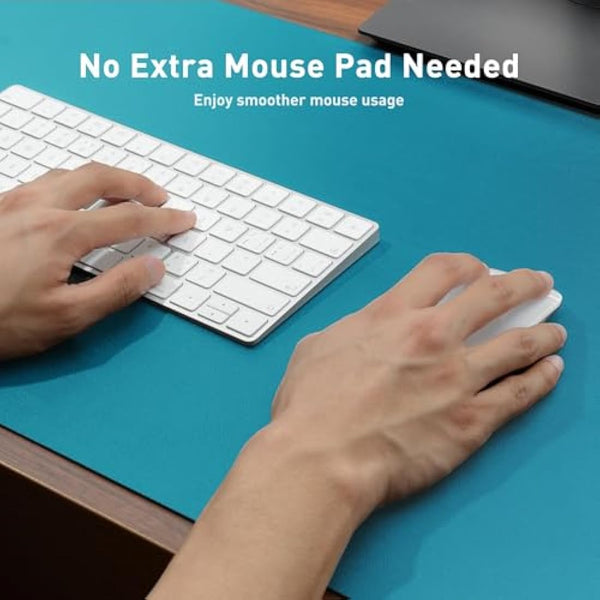 Aothia Leather Desk Mat, Large Mouse Pad, Non-Slip Desk Pad Desk Protector Mat, Waterproof PU Leather Laptop Mat Table Mat Desk Writing Pad for Office and Home (80 x 40 cm, Turquoise Blue)