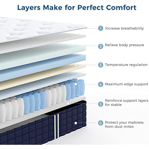 Inofia Single Mattress 3FT,9 Inch Memory Foam Pocket Sprung Mattress,Edge Support & Motion Isolation,Zoned Support Hybrid Firm Mattresses Sapphire Collection(90x190x23cm Firm)