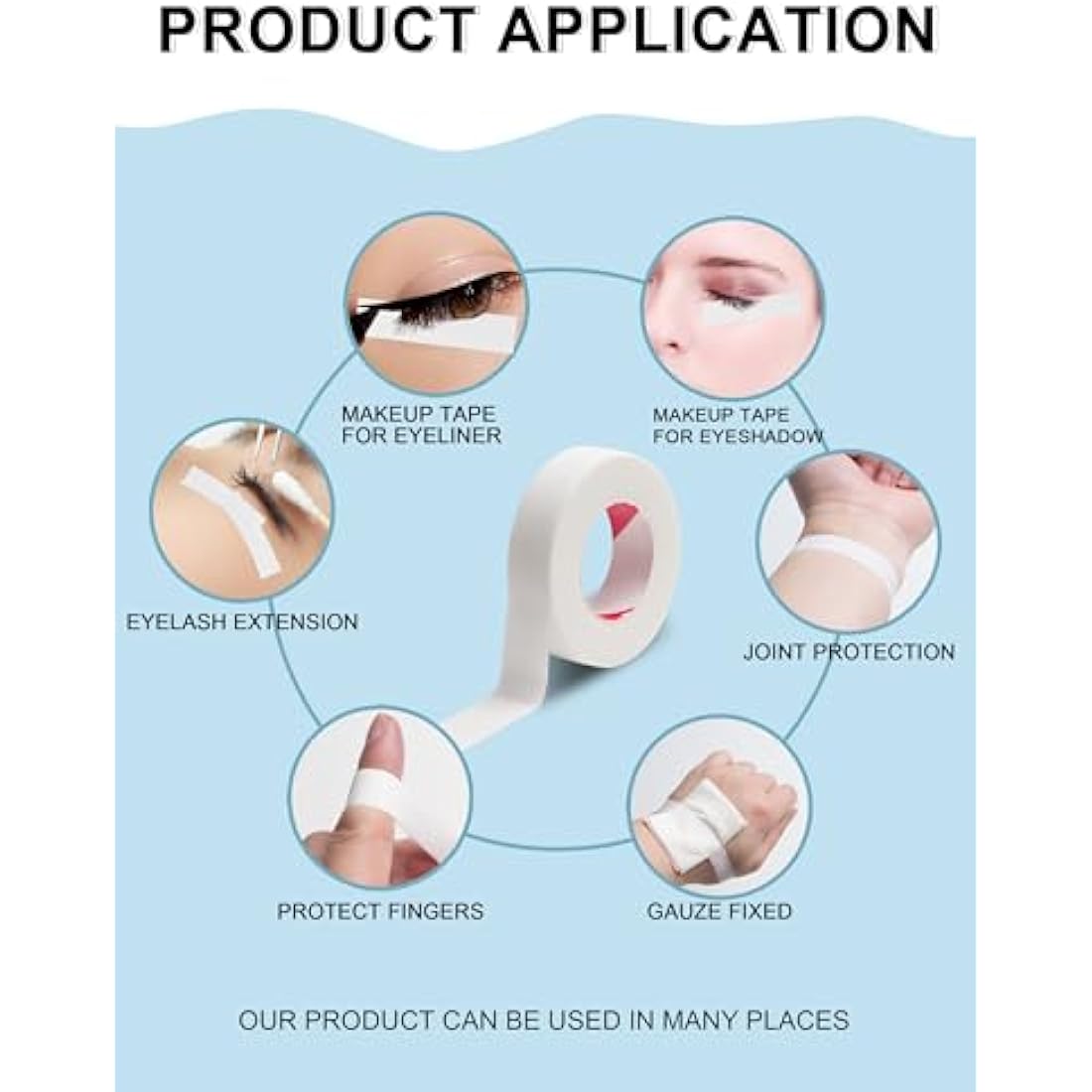 fenshine Lash Tape, PE Micropore Medical Tape for Eyelash Extension, Fabric For False Eyelash Patch Makeup Tool (6 Rolls Japan MIcropore Soft)