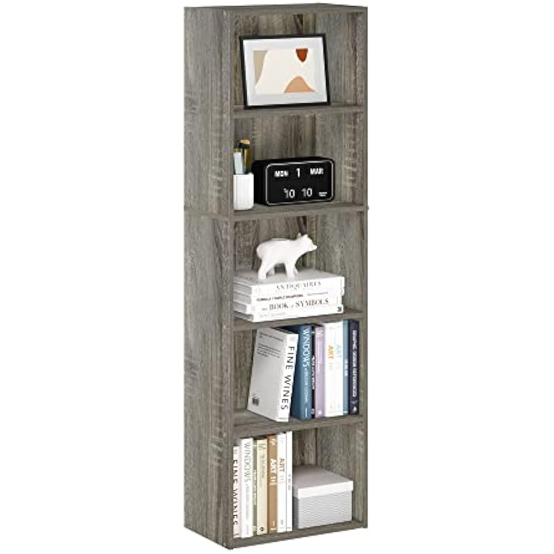 Furinno Luder 5-Tier Reversible Color Open Shelf Bookcase, French Oak