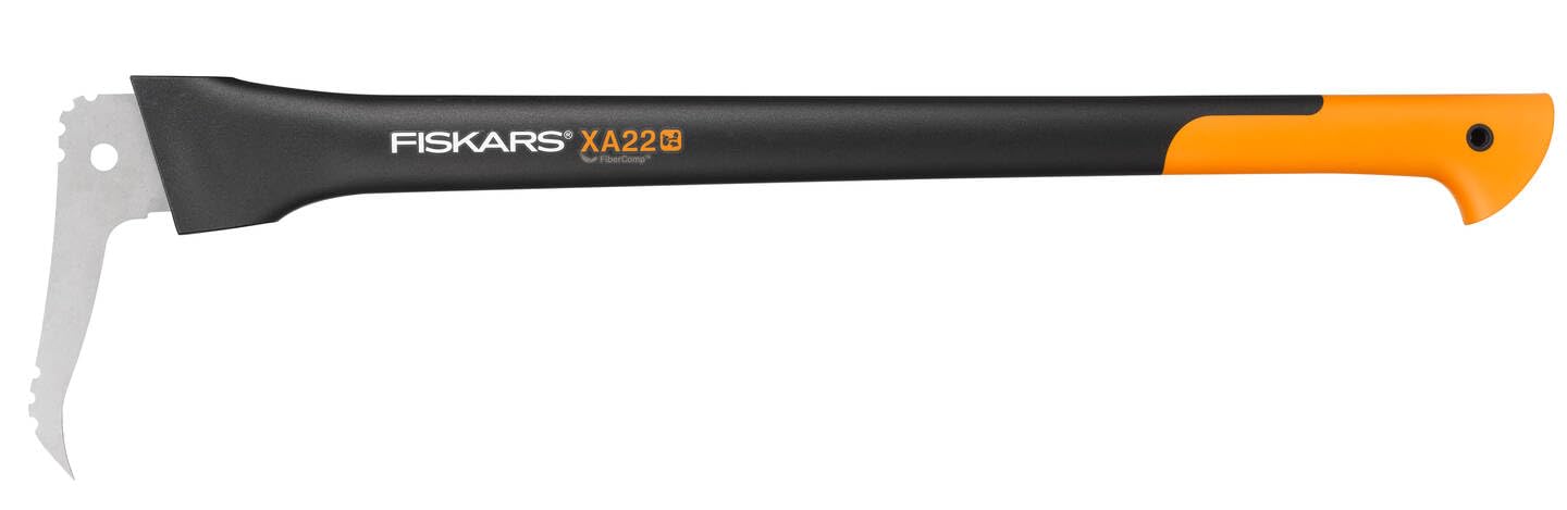 Fiskars WoodXpert XA22 Sappie, Length: 78 cm, Hardened Steel Blade/Fiberglass Resistant Handle, Storage and Transport Case Included, Black/Orange,