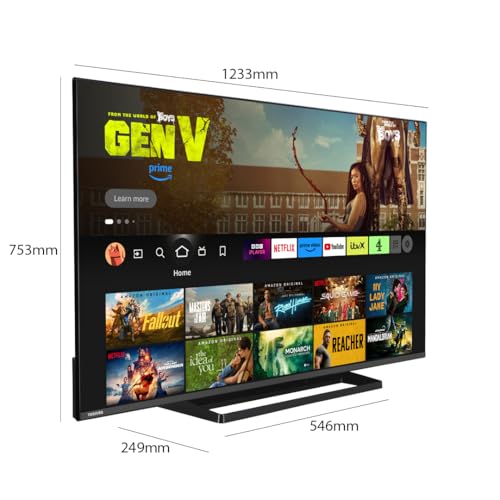 Toshiba UF3F 65 Inch Fire 4K HDR TV, TRU Picture Engine, HDR10, Dolby Vision & Atmos, Sound by Onkyo, DTS Virtual X, Alexa Voice Remote