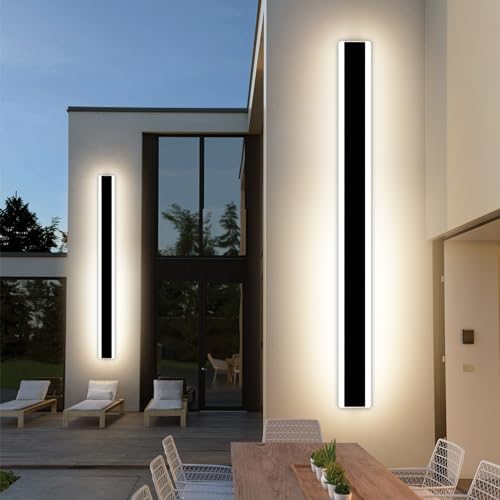 Mikeru 150cm Black Minimalist Outdoor LED Light, 3000k Warm White Light, IP65 Rainproof, Deck, Garden, Villa, Patio, Garage