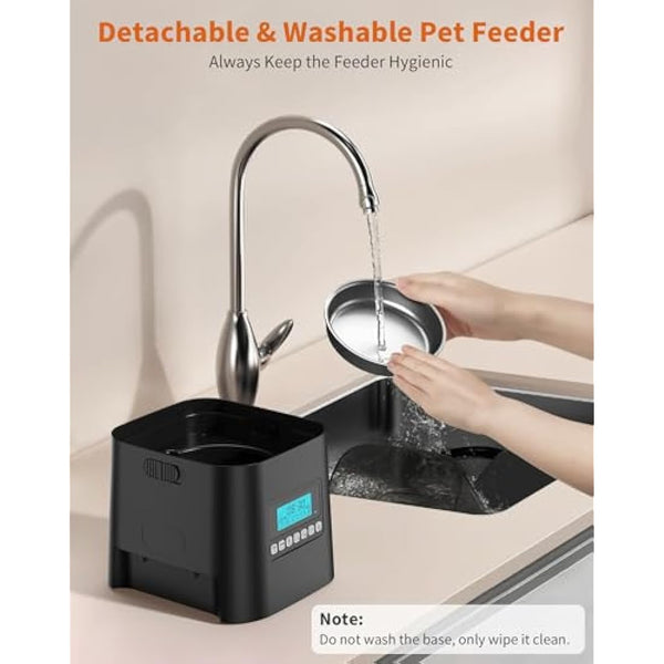 HoneyGuaridan Automatic Cat Feeder with Timer, 3.5L Dry Cat Food Dispenser, Timed Dog Feeder with Stainless Steel & Slow Feeder Bowl, Dual Power Supply with Desiccant, 1-6 Meals/day for Cats Dogs