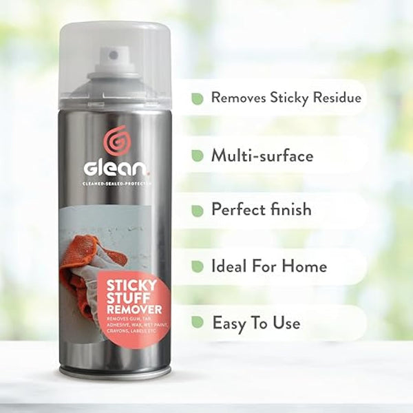 GLEAN Sticky Stuff Remover Gel Spray | 3x400ml | Goo Dissolver | Removes The Goo, Glue, Adhesive Remover, Labels, Chewing Gum | Multi-Surface: Wood, Glass, Metal, Tiles, Fabric, UPVC Cleaner