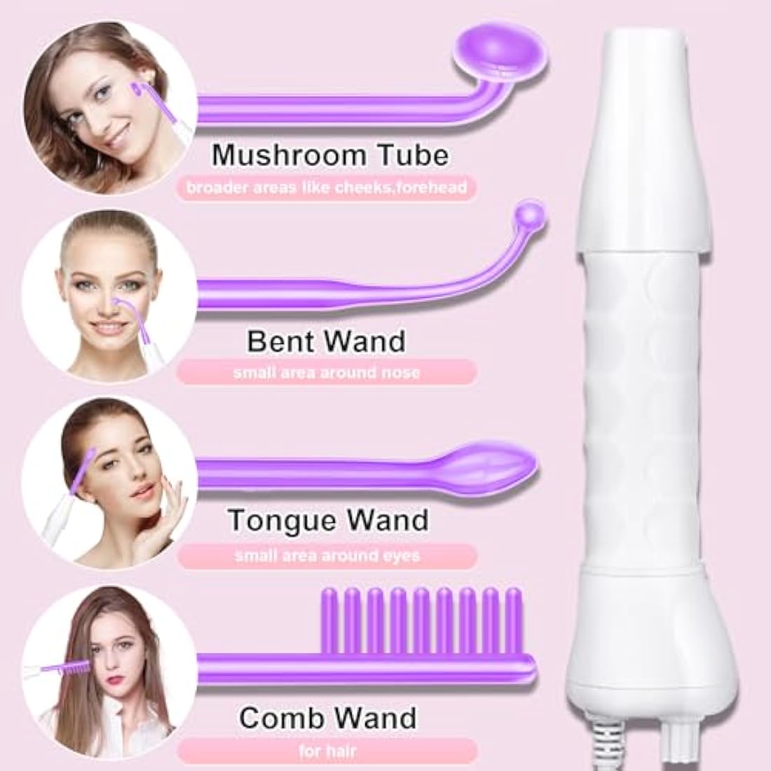 Yofuly High F-requency Face Wand with 4 Violet Beauty Stabs, Portable High F-requency Facial Machine, Professional Skin Tightening Machine for Facial Beauty, Face Device for Skin Care Home Salon Use