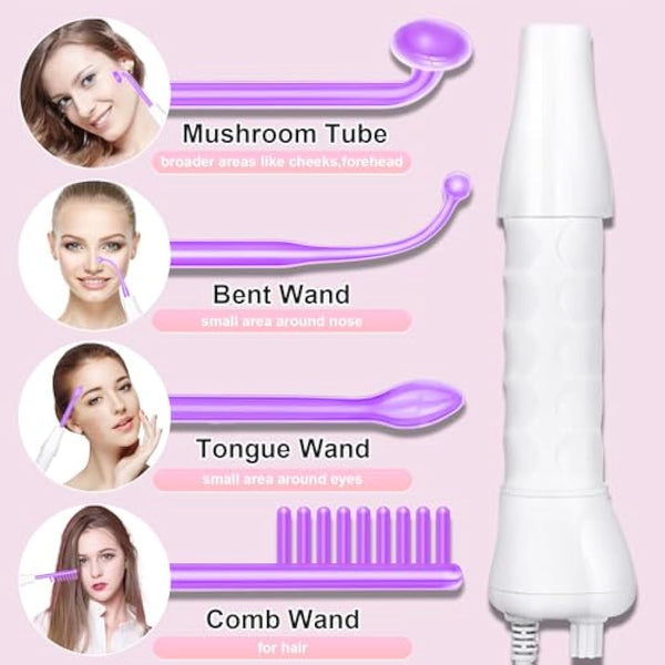 Yofuly High F-requency Face Wand with 4 Violet Beauty Stabs, Portable High F-requency Facial Machine, Professional Skin Tightening Machine for Facial Beauty, Face Device for Skin Care Home Salon Use