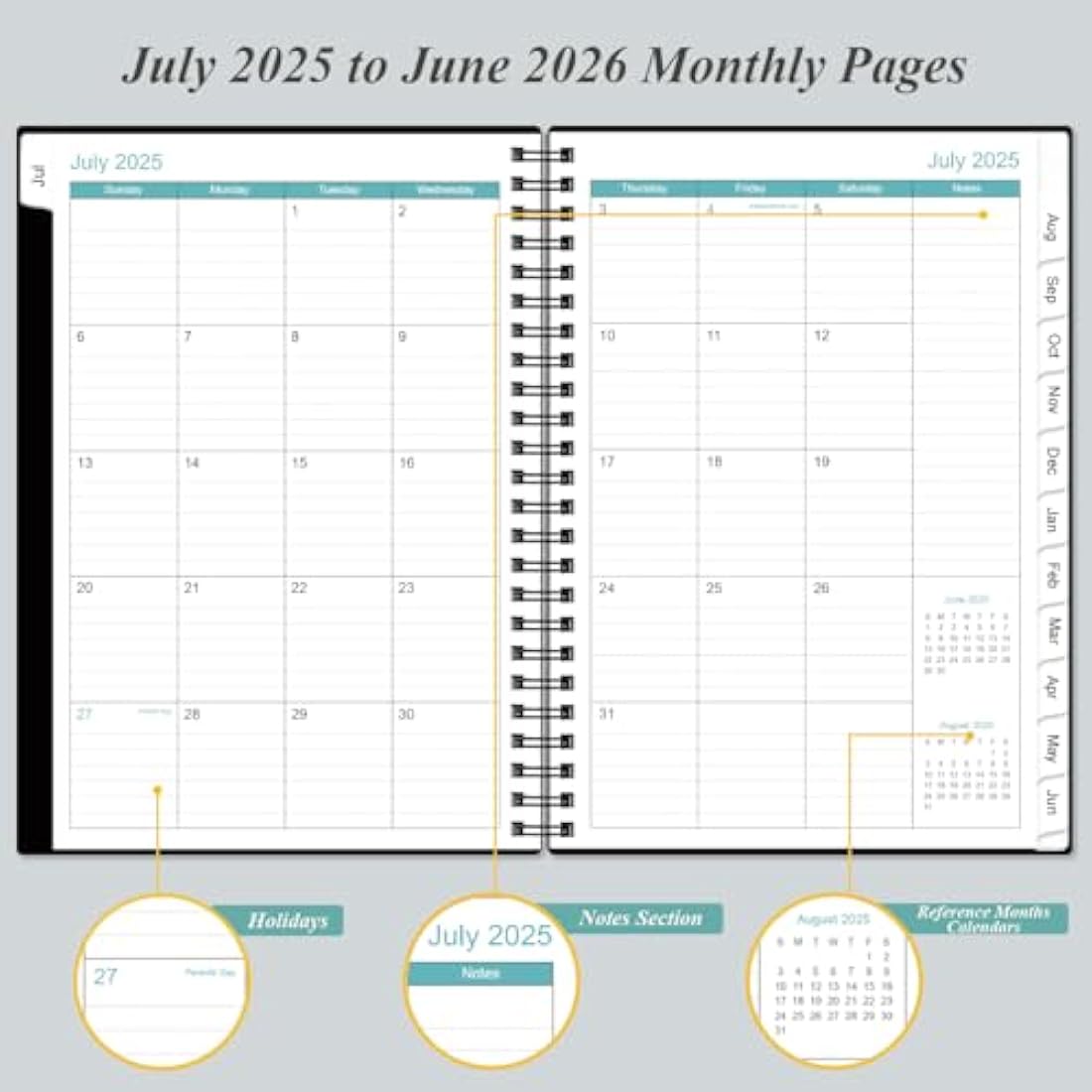 2025-2026 Appointment Book & Planner - Hourly Planner from July 2025 - June 2026, Weekly Appointment Book 2025-2026 with 30-Minute Interval, 6.4" x 8.5", Black