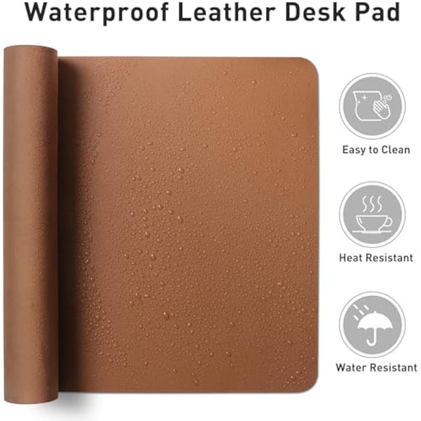Leather Desk Pad Protector,Mouse Pad,Office Mat,Non-Slip PU Blotter,Laptop Pad,Waterproof Writing for Office and Home (80cm x 40cm, Brown)