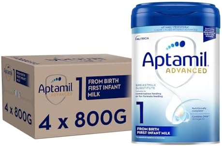 Aptamil Advanced 1 First Infant Baby Milk Powder Formula, from Birth, 800g (Pack of 4)