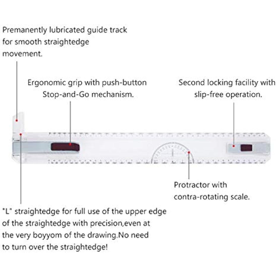 Preciva A3 Drawing Board, A3Drawing Table, Multi-function Technical Drafting Tables Metric System 51 * 36.5cm with Parallel Motion Accessories, Adjustable Angle